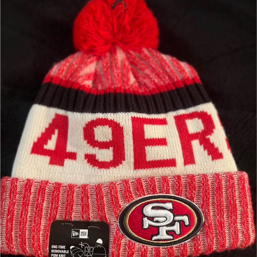 New Era 49ers Red and White Knit Hat